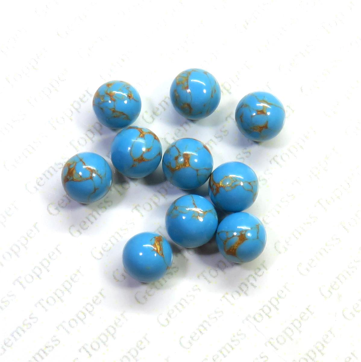 Blue Mohave Turquoise 10x10 mm Ball Plain